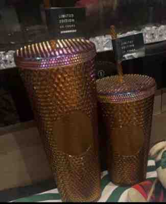Starbucks 50th Anniversary Tumbler 24oz 2021 Honeycomb Studded Gold Copper - Sold on eBay Dec 09, 2022 for $120.00