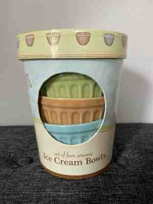 Set of 4 2006 STARBUCKS CERAMIC RIBBED ICE CREAM BOWLS NEW IN BOX - Sold on eBay Dec 11, 2022 for $120.00