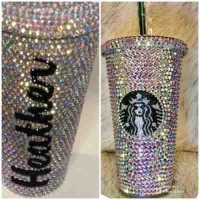 Personalized Name Starbucks Bling studded Rhinestones cup Venti Tumbler 24oz - Sold on eBay Dec 15, 2022 for $120.00