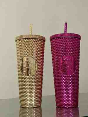 Starbucks Holiday 2022 Sangria & Gold Bling Studded Metallic Cold Tumbler 24oz - Sold on eBay Nov 05, 2022 for $119.95