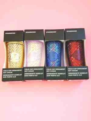 Lots of 3 Starbucks Holiday 2022 Blue Merlot White Iridescent Ornament KeyChains - Sold on eBay Nov 08, 2022 for $118.00
