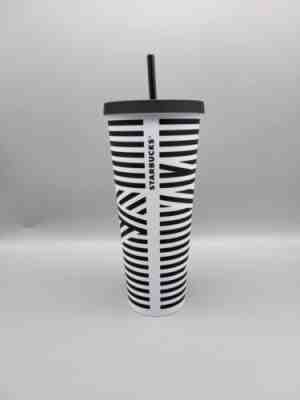 Starbucks Zebra Stripe Holiday Tumbler Black White Matte Venti Travel Cup 2022 - Sold on eBay Dec 01, 2022 for $112.50