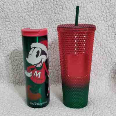 2022 Disney Parks Christmas Holiday Mickey Starbucks Tumbler Cup Set - Sold on eBay Nov 02, 2022 for $110.00