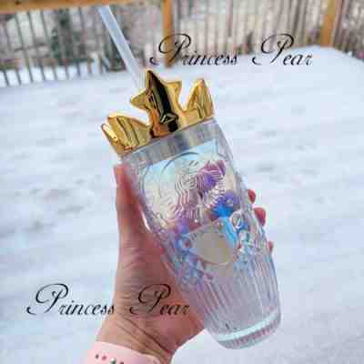 Starbucks 2021 Valentine's Day Colorful Glass Straw Cup Gold Crown Lid US seller - Sold on eBay Dec 29, 2022 for $110.00
