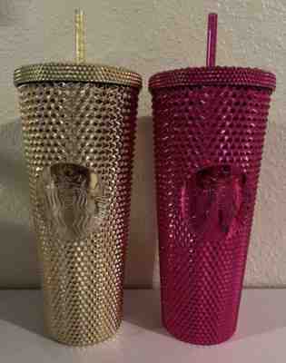 Starbucks 2022 Holiday Christmas Gold Bling & Sangria Studded 24oz Venti Tumbler - Sold on eBay Nov 04, 2022 for $109.95
