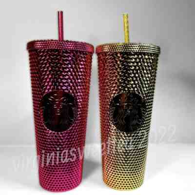 Starbucks Holiday 2022 Sangria & Gold Bling Studded Metallic Venti Tumbler Cup - Sold on eBay Nov 11, 2022 for $109.99