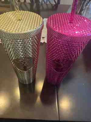 PINK & GOLD Pair Starbucks Tumbler Holiday 2022 - Sold on eBay Nov 03, 2022 for $105.00