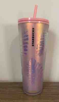 Starbucks Pink Holographic Palm Leaf Cold Cup Tumbler 24oz - Sold on eBay Nov 29, 2022 for $103.50