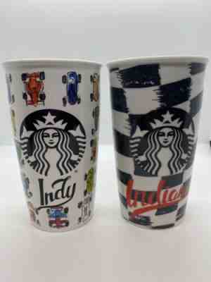 Starbucks 2016 Indiana Checkered Flag & INDY 500 12 oz Ceramic Tumblers Cups - Sold on eBay Nov 14, 2022 for $100.00