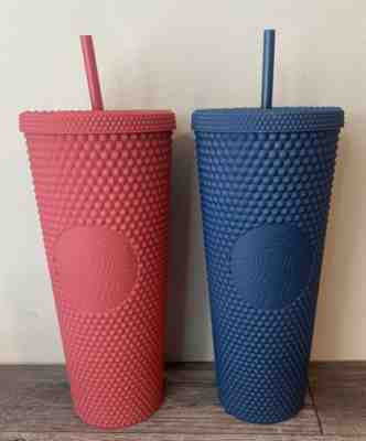 Starbucks 2022 Mexico Berry Brick and Navy Blue Matte Studded Tumblers 24oz - Sold on eBay Dec 02, 2022 for $100.00