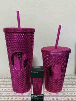 Starbucks 2022 Christmas Sangria Venti & Grande Studded Tumblers w Key Chain - Sold on eBay Dec 15, 2022 for $100.00