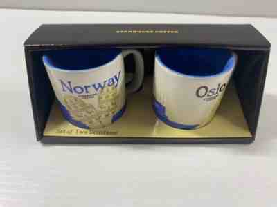 RARE SET STARBUCKS OSLO NORWAY 3 OZ DEMITASSE ESPRESSO CUPS 2015 HARD TO FIND