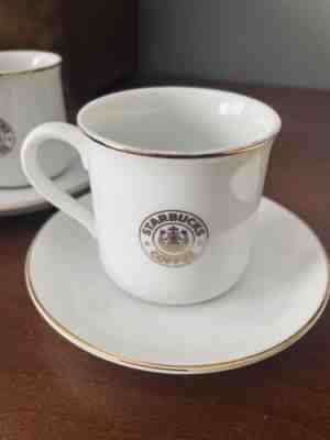Vintage Starbucks Logo White Espresso Cup & Saucer w/22k Gold Trim Full Set of 2 - Sold on eBay Nov 22, 2022 for $200.00