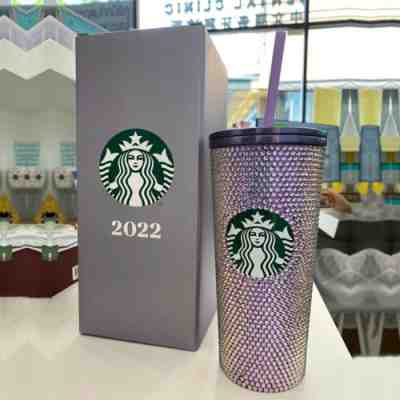 Authentic Starbucks 2022 Taiwan 16oz SS Purple Rhinestone Cold Cup Tumbler - Sold on eBay Jan 12, 2023 for $159.00