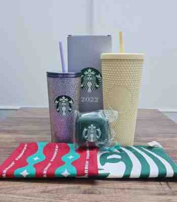 Starbucks Stainless Steel Rhinestone Purple Tumbler + Yellow Butter + Case