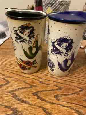 2015 2016 Starbucks Mermaid Sailor Jerry Tattoo Ceramic Coffee Tumbler Travel - Sold on eBay Jan 09, 2023 for $105.00