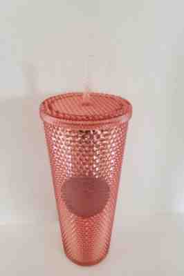 Starbucks Rose Gold Studded Cold Cup Tumbler Venti 24 oz Hologram Straw NEW - Sold on eBay Feb 04, 2023 for $138.99