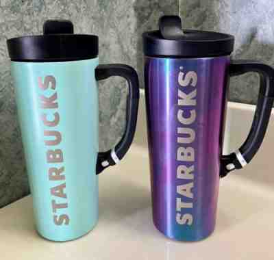 2 STARBUCKS Stainless Steel Tumblers With Clip and Sip Handle 16oz - Sold on eBay Feb 7, 2023 for $20.00