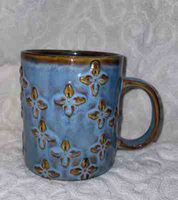 STARBUCKS Mug Rare 2008 blue and brown glaze Tous Droits Reserves Flower 4 Point - Sold on eBay Feb 12, 2023 for $5.00