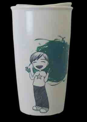 Starbucks 2015 Travel Tumbler Finger-Painting Green Dot Collection 12oz GREAT - Sold on eBay Feb 11, 2023 for $8.99