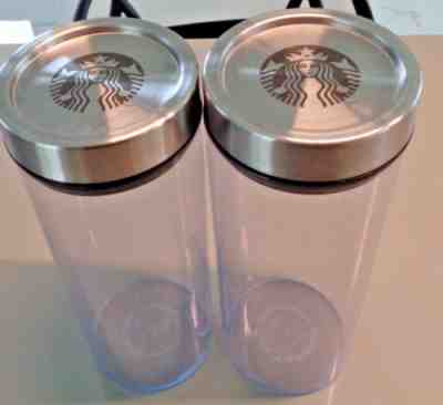2 RARE STARBUCKS 2010 Sealing plastic Container Storage silver clear Large - Sold on eBay Feb 11, 2023 for $15.50
