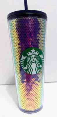 NWT Starbucks Iridescent Dark Dichroic Sequin Cold Cup 24 oz Holiday 2020 - Sold on eBay Dec 13, 2022 for $25.00
