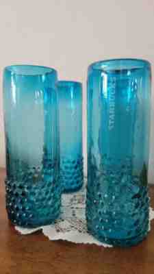 Starbucks Glass Tall Tumblers Hand Blown Set of 4 Blue Hobnail Etched. Rare Find - Sold on eBay Jan 31, 2023 for $98.95