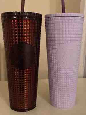 Starbucks Grid Lilac Lavender Purple & Plum Berry Wine 24oz Cold Cup Tumbler Set - Sold on eBay Jan 20, 2023 for $92.00