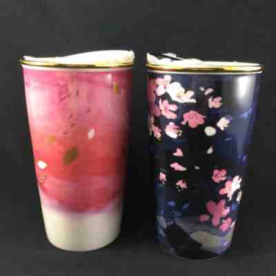 Set Of 2 Starbucks Cherry Blossom Sakura Day & Night Ceramic Tumbler To Go Mug - Sold on eBay Feb 16, 2023 for $520.00