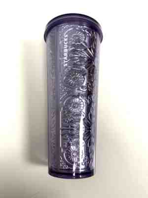 Starbucks Lavender Lilac Purple Embossed Metallic Tin Foil Tumbler RARE No Straw - Sold on eBay Jan 25, 2023 for $99.00