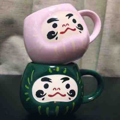 Starbucks Mug cup Daruma Pink & Green New year Lucky charm Set of 2 cups - Sold on eBay Feb 2, 2023 for $94.48