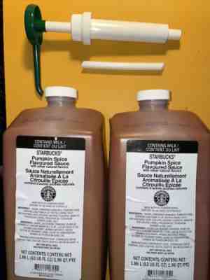 TWO 1.86 L Starbucks Pumpkin Spice Sauce NEW Bb Feb 25 / April 15 Pump Included! - Sold on eBay Jan 21, 2023 for $75.00