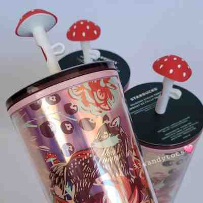 Starbucks 2022 Holiday Mushroom Straw Topper Enchanted Forest Woodland Cold Cup - Sold on eBay Feb 7, 2023 for $89.00