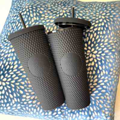 Set 2 Starbucks Matte Black Studded Venti Tumbler 2021 Straw 24 Oz Limit Edition - Sold on eBay Dec 20, 2022 for $88.99