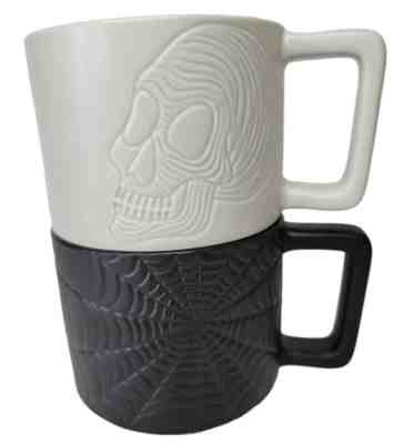 Starbucks Halloween Spiderweb Skull 2 Coffee Mugs Cups Ceramic White Black 2019 - Sold on eBay Jan 14, 2023 for $69.99