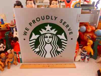 ORIGINAL Starbucks Coffee Advertising Sign "We Proudly Serve" Double Sided - Sold on eBay Mar 2, 2023 for $199.99