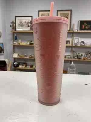 Starbucks~2021 Valentines Day~Pink Hearts Lips~Soft Touch Matte Tumbler~24oz - Sold on eBay Feb 1, 2023 for $91.00