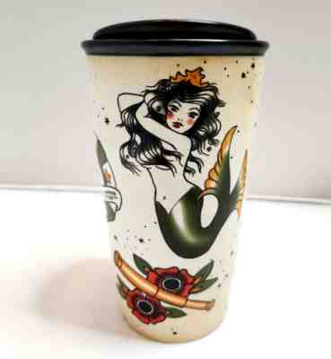 Starbucks 2015 Mermaid Siren Sailor Flash Tattoo Ceramic Travel Mug Tumbler NEW - Sold on eBay Jan 31, 2023 for $74.00