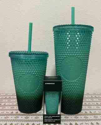 Starbucks 2022 mint green waxberry gradient venti bling Studded Tumbler SET of 3 - Sold on eBay Dec 9, 2022 for $65.00