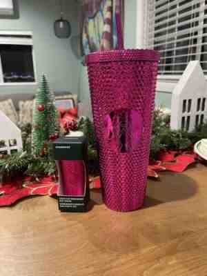 Starbucks Tumbler -chrome pink Studded + Keychain - Sold on eBay Dec 17, 2022 for $70.00
