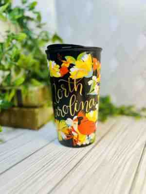 RARE Starbucks Ceramic Tumbler 12 oz North Carolina Black w/ Flowers & Cardinals - Sold on eBay Feb 7, 2023 for $69.99