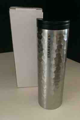 New Starbucks Silver Hammered Stainless Steel Coffee Tumbler 16 oz NIB - Sold on eBay Dec 12, 2022 for $69.95