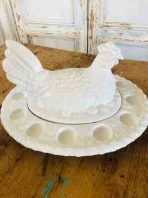 Deviled Egg Platter,Hen relish bowl with platter,chicken and egg serving dish - Sold on eBay Feb 9, 2023 for $65.00