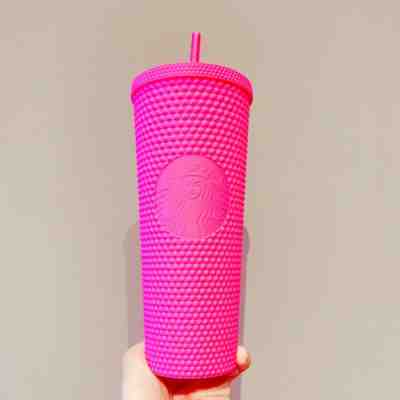 Starbucks Barbie Pink Matte soft touch 24oz Studded Straw Cup Tumbler new China - Sold on eBay Dec 14, 2022 for $84.00