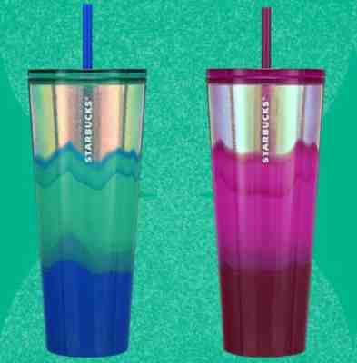 Starbucks â??SPEARMINT WAVEâ? and "PINK WAVE" venti cold cup tumbler HOLIDAY 2022 - Sold on eBay Jan 4, 2023 for $70.00