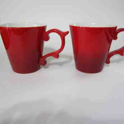 NEW Teavana Tazo Starbucks Red Ombre ROCOCO Baroque Mugs x 2