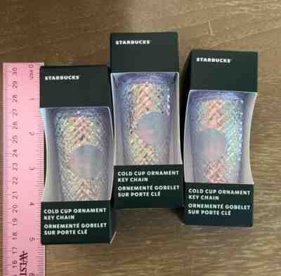 LOT 3 Starbucks White Iridescent Unicorn Jewel Cold Cup Keychain Ornament 2022 - Sold on eBay Dec 6, 2022 for $79.99