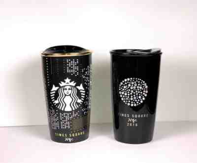 2 x Starbucks Black Swarovski Crystal 12 Oz. Ceramic Tumbler TIMES SQUARE 2016 - Sold on eBay Feb 12, 2023 for $299.97