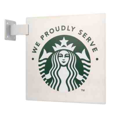 Starbucks Metal Sign We Proudly Serve 12â? X 12â? Double Sided w/ Wall Mount - Sold on eBay Dec 15, 2022 for $274.96