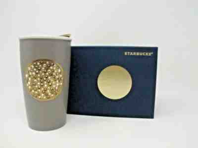 NEW 2015 STARBUCKS GREY GOLD & SWAROVSKI CRYSTAL ANNIVERSARY CERAMIC TUMBLER - Sold on eBay Feb 13, 2023 for $149.99